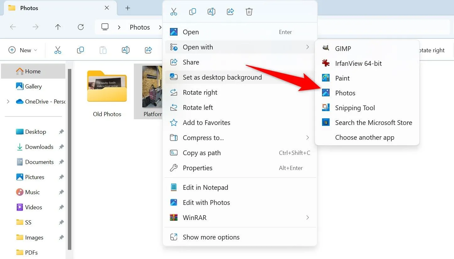Mở ảnh bằng ứng dụng Photos trong File Explorer trên Windows 11