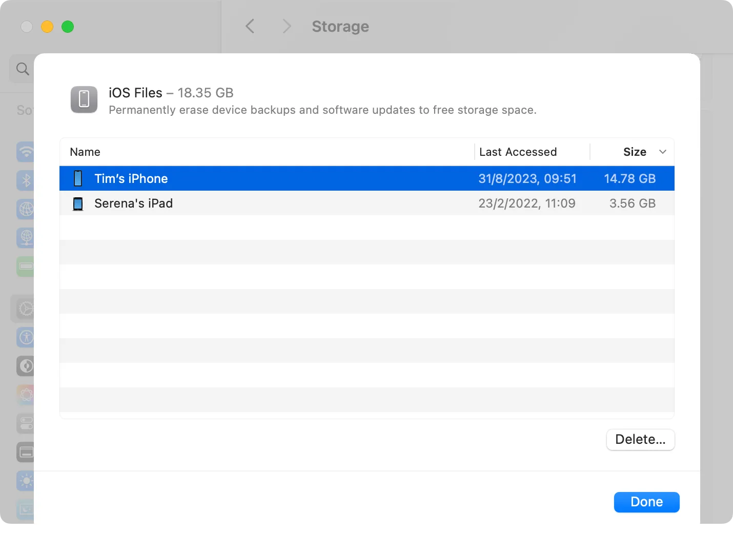 Mục Tệp iOS trong Cài đặt Hệ thống macOS