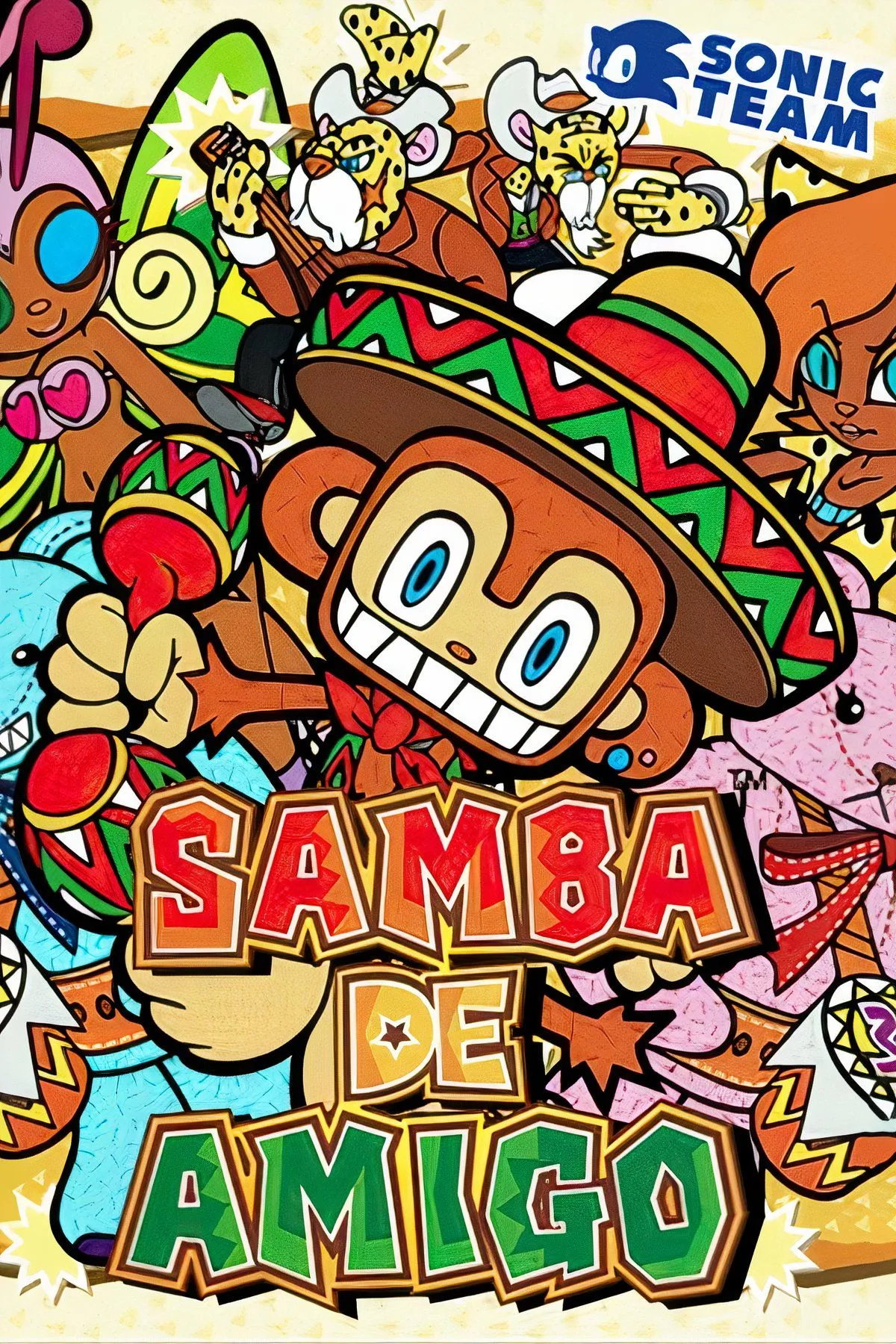 Người chơi đang lắc tay cầm maraca để điều khiển game nhịp điệu Samba de Amigo trên Sega Dreamcast