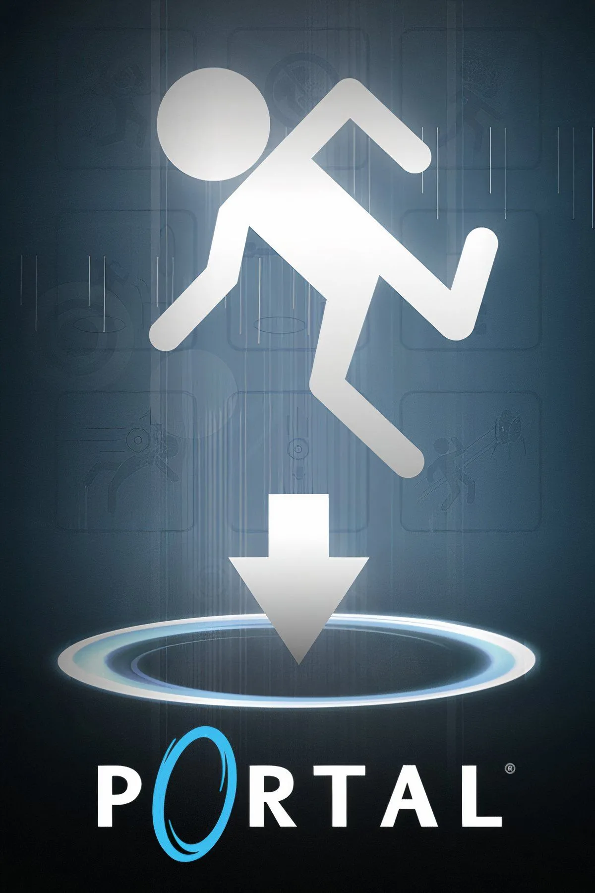 Người chơi sử dụng súng tạo cổng dịch chuyển (Portal Gun) để giải đố trong game Portal