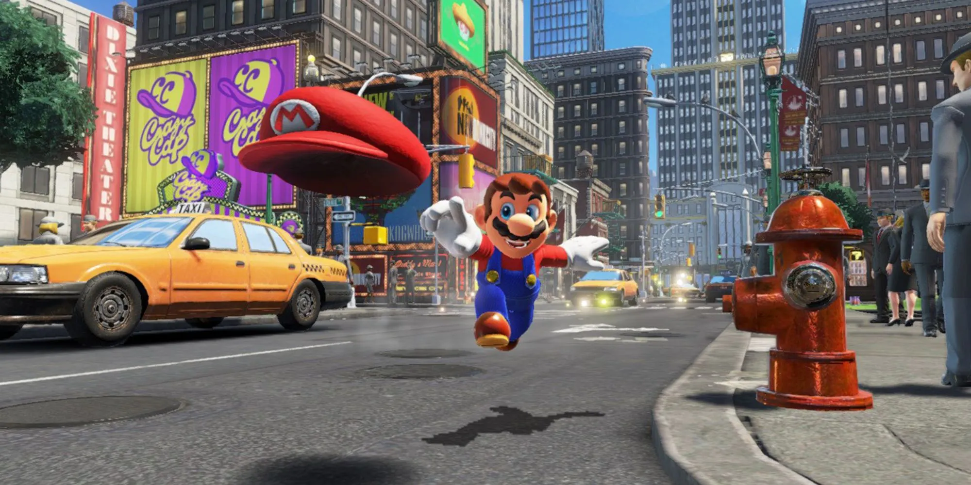 Nhân vật Mario đang nhảy trong game Super Mario Odyssey, một tựa game đỉnh cao của Nintendo Switch