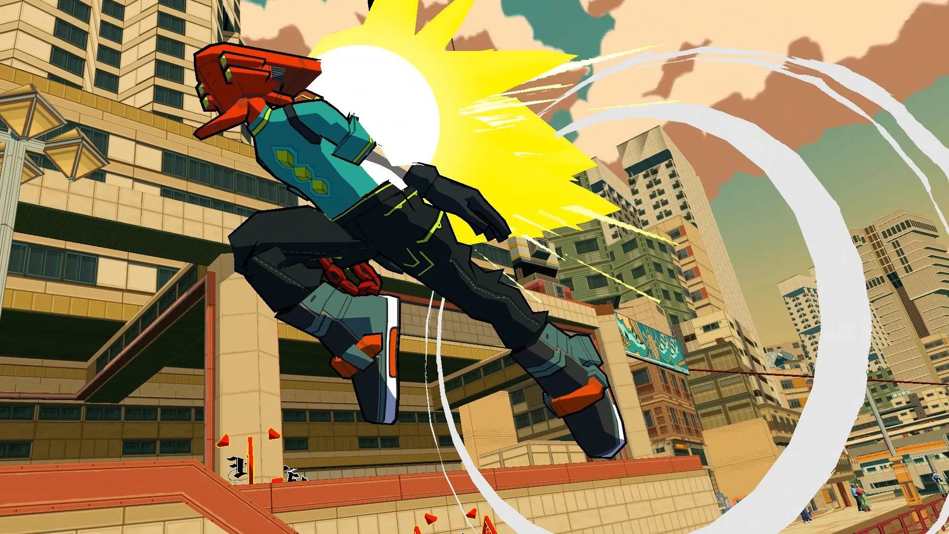 Nhân vật Red trong Bomb Rush Cyberfunk, tựa game indie thành công hồi sinh phong cách của Jet Set Radio.