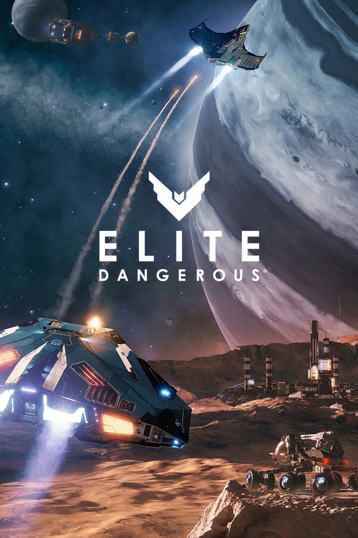 Phi thuyền Elite Dangerous bay qua hành tinh và dải ngân hà