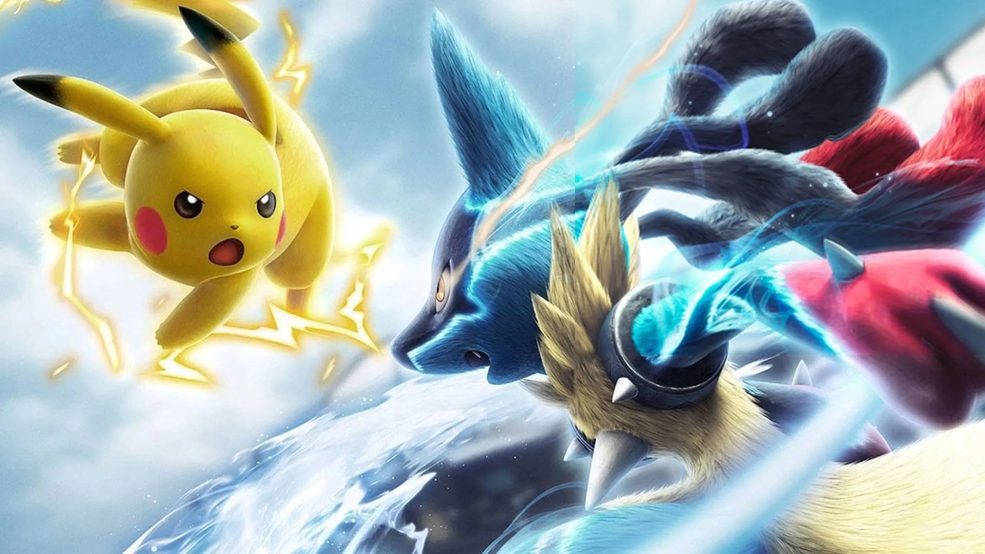 Pikachu và Lucario đang giao chiến trong Pokkén Tournament