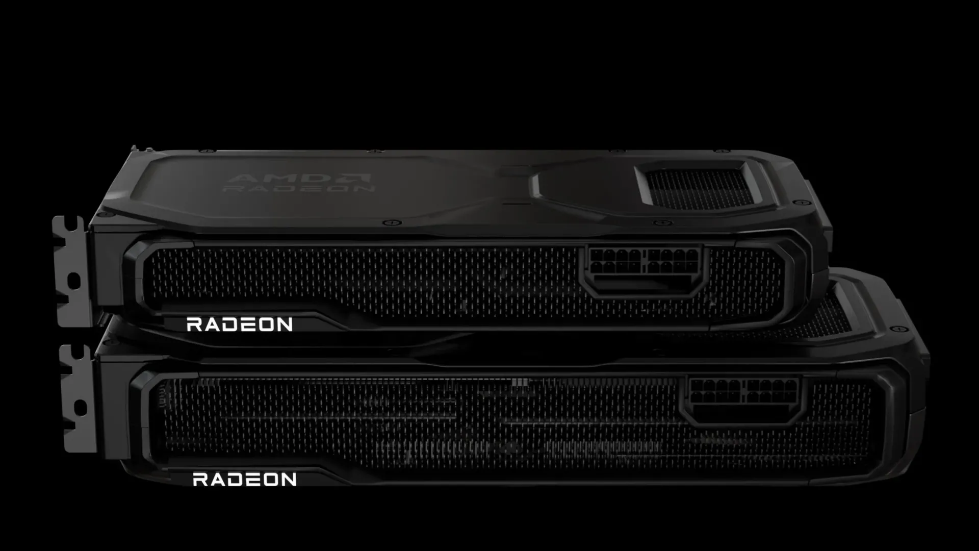 So sánh card đồ họa AMD RX 9070 XT và RX 9070, cho thấy các cổng nguồn 8-pin truyền thống