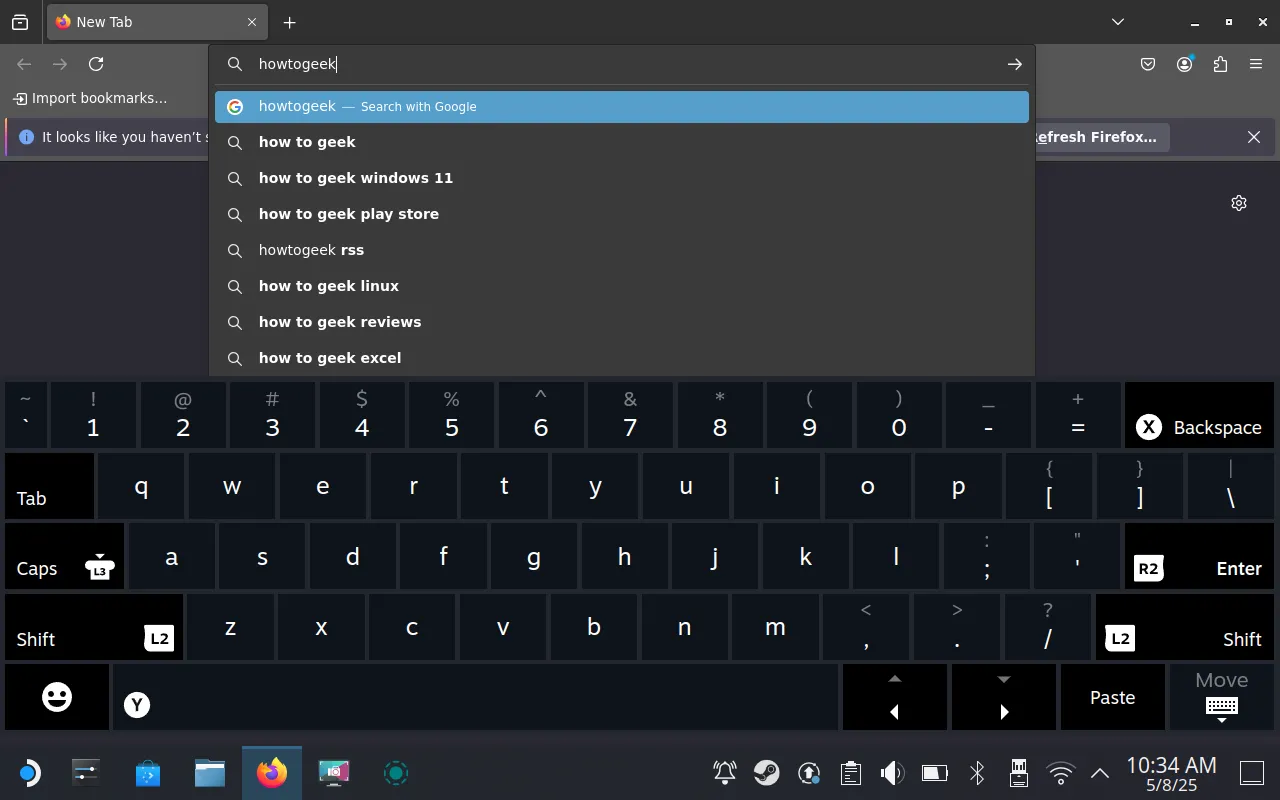 Sử dụng bàn phím ảo trên Steam Deck ở Desktop Mode để nhập liệu