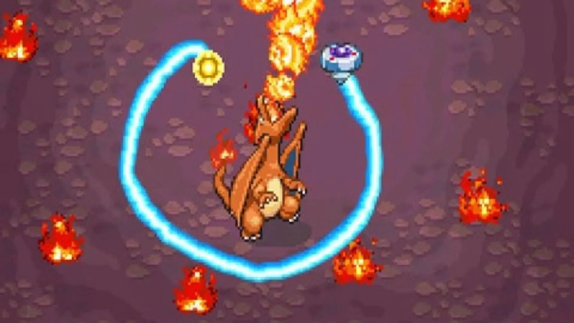 Sử dụng bút cảm ứng để làm dịu Charizard trong Pokémon Ranger