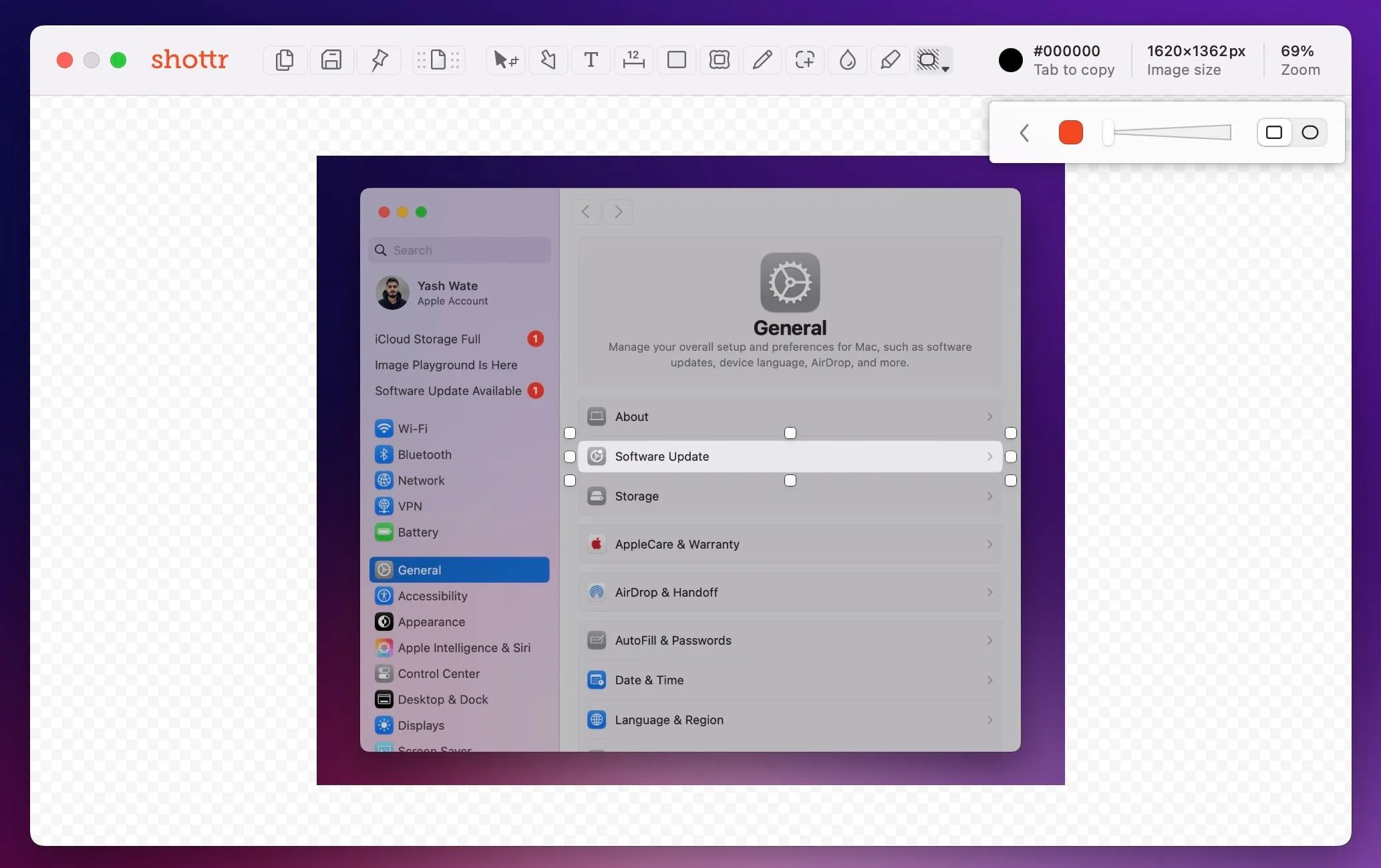 Sử dụng công cụ Spotlight của Shottr để tạo điểm nhấn trên ảnh chụp màn hình Mac