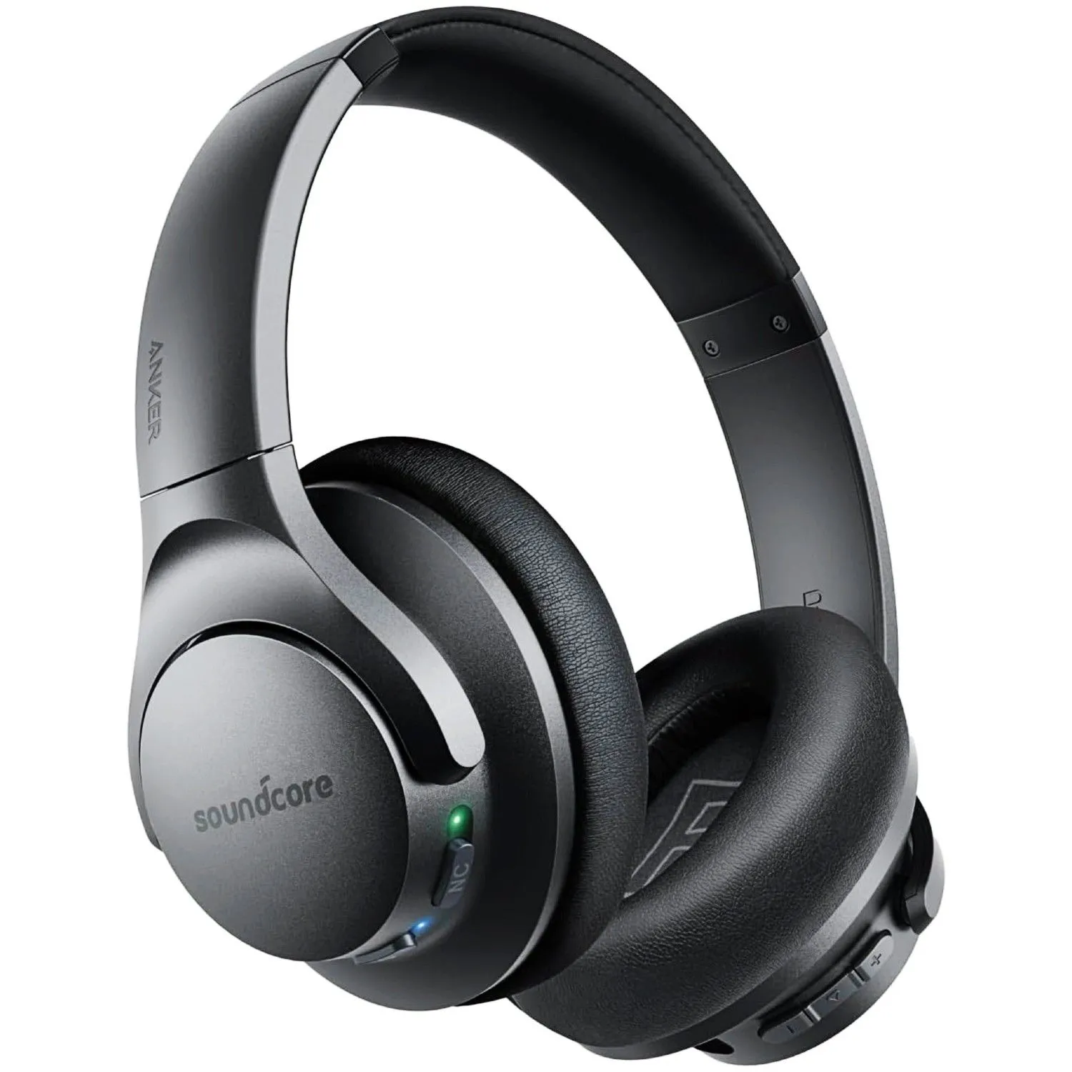 Tai nghe Soundcore Anker Life Q20 Hybrid chụp tai màu đen trên nền trắng, nổi bật với khả năng chống ồn và chất lượng âm thanh cao.