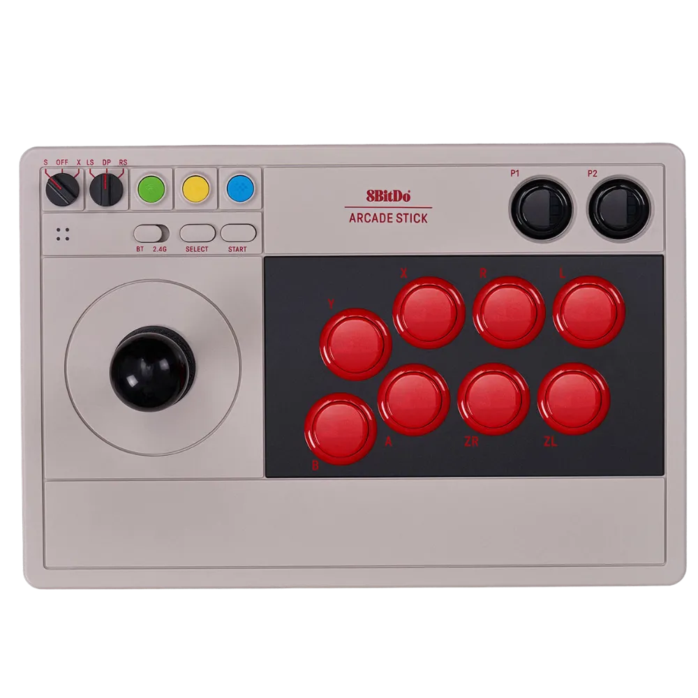 Tay cầm arcade 8BitDo cho Nintendo Switch, giúp tái hiện trải nghiệm chơi game arcade tại nhà.
