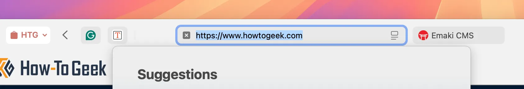Thanh địa chỉ URL của trình duyệt Safari trên macOS đang được tập trung và sẵn sàng để nhập liệu.