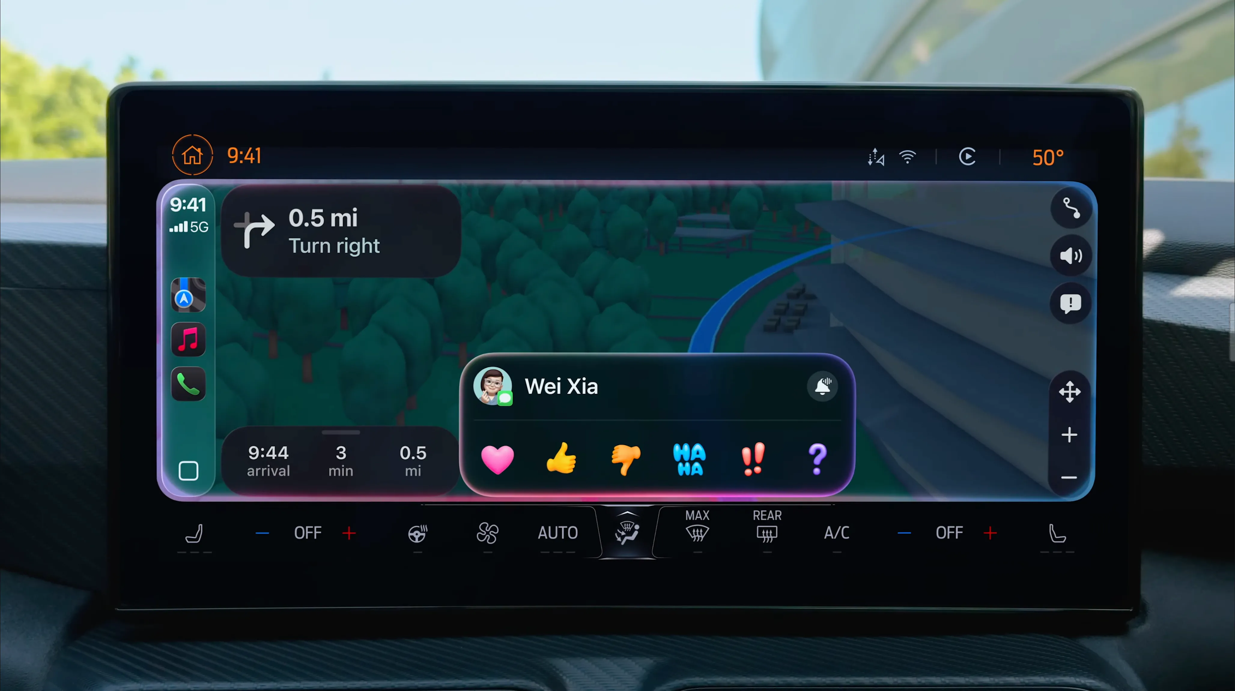 Tính năng Tapbacks trong Tin nhắn CarPlay iOS 26 cho phép phản hồi nhanh