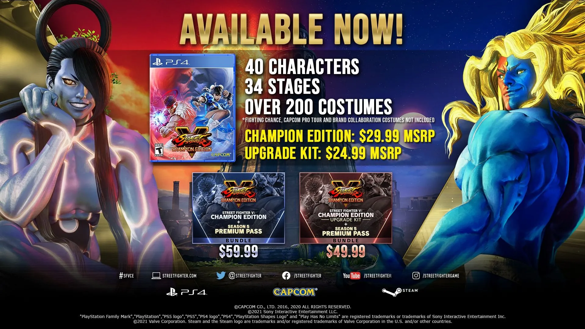 Toàn bộ nội dung và nhân vật có trong Street Fighter V: Champion Edition, minh chứng cho các phiên bản hoàn chỉnh