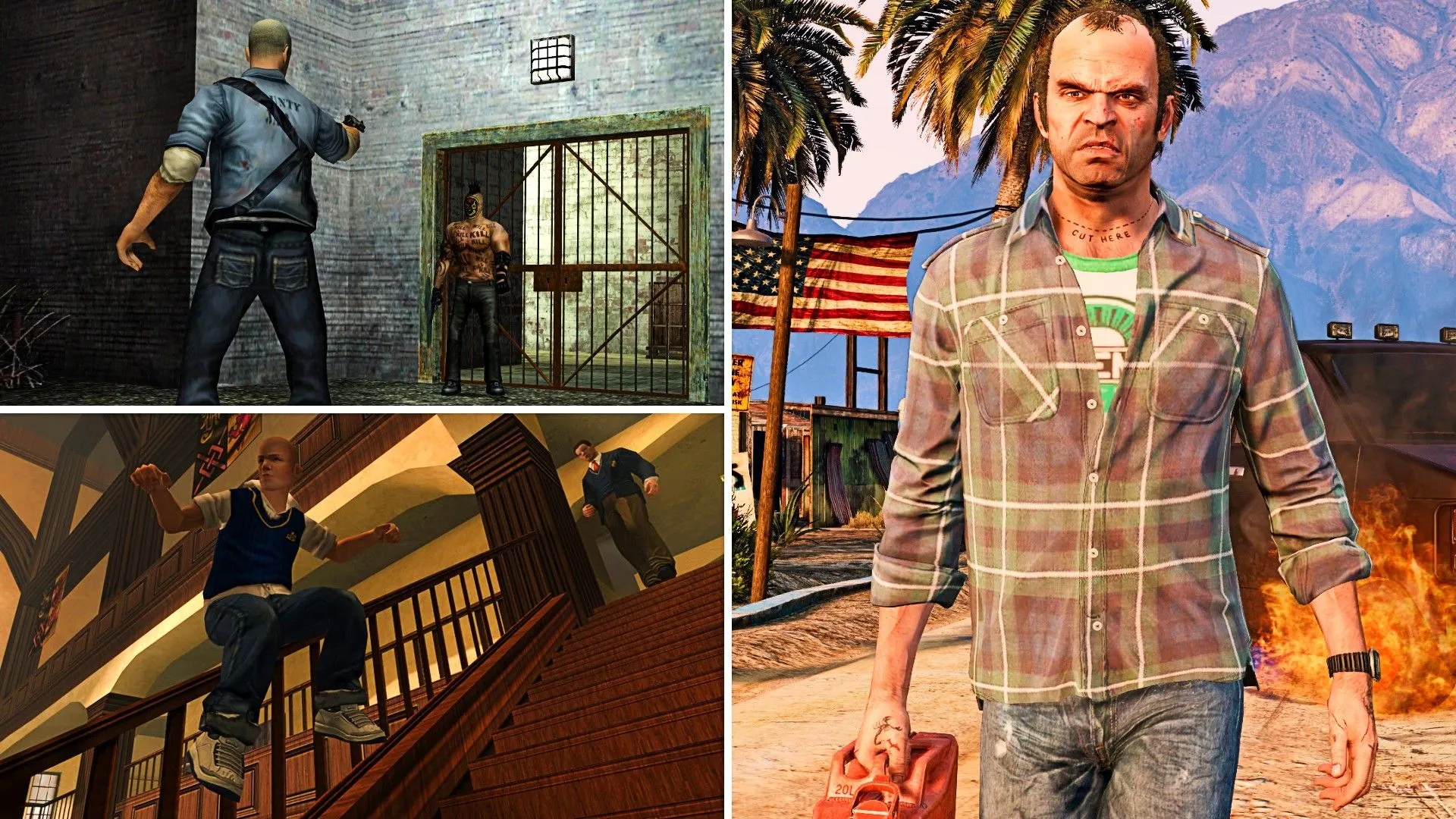 Trevor trong GTA V, Jimmy trong Bully và nhân vật chính trong Manhunt