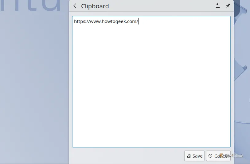 Trình soạn thảo văn bản trong trình quản lý clipboard của KDE.