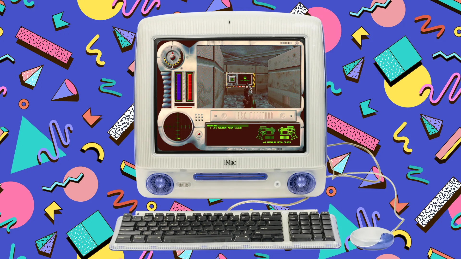 Trò chơi Marathon trên iMac G3, gợi nhớ lịch sử gaming lâu đời trên Mac và sự phát triển của Mac gaming.