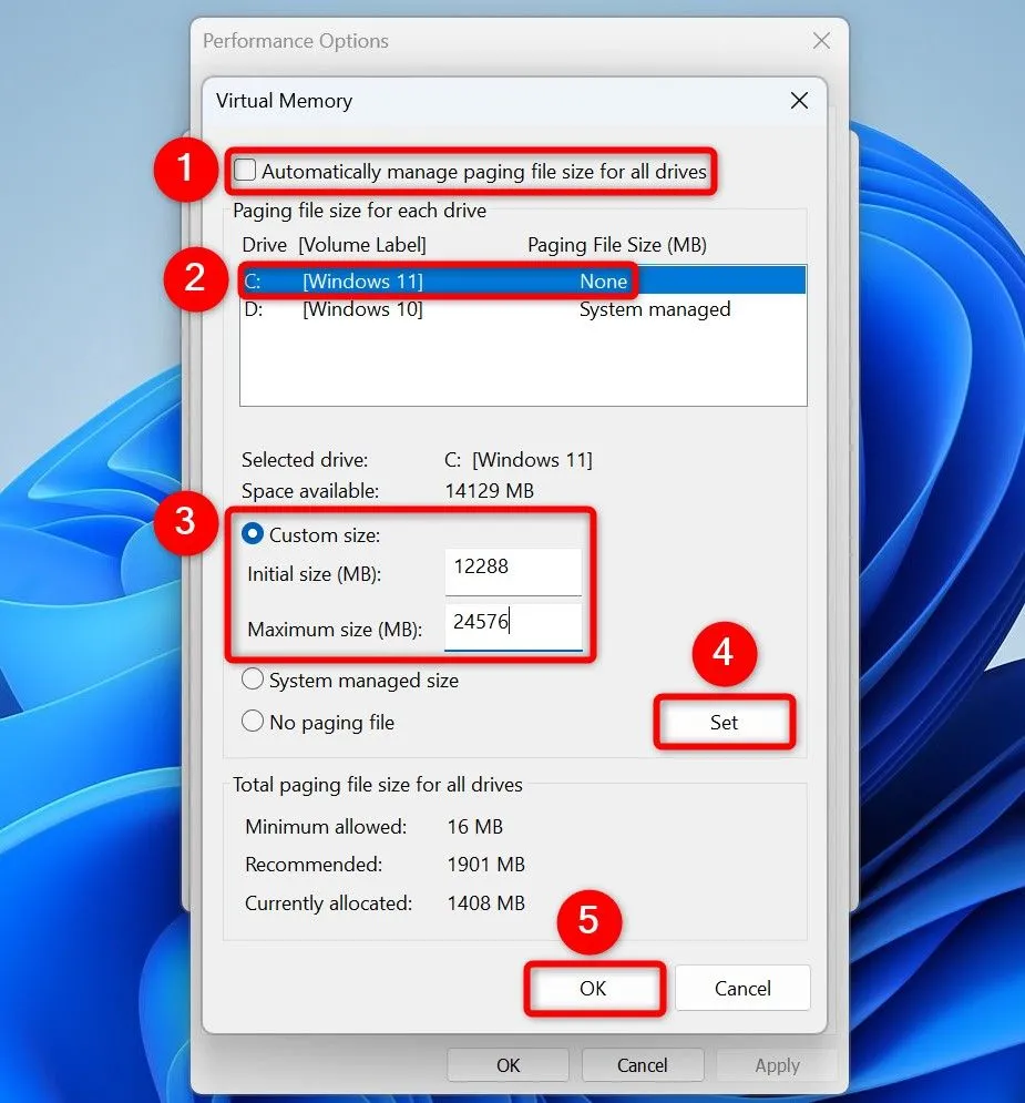 Tùy chỉnh kích thước bộ nhớ ảo (Virtual Memory) trên Windows 11 để mở rộng dung lượng RAM