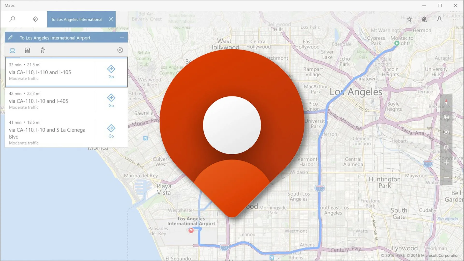 Ứng dụng bản đồ Windows Maps hiển thị tuyến đường