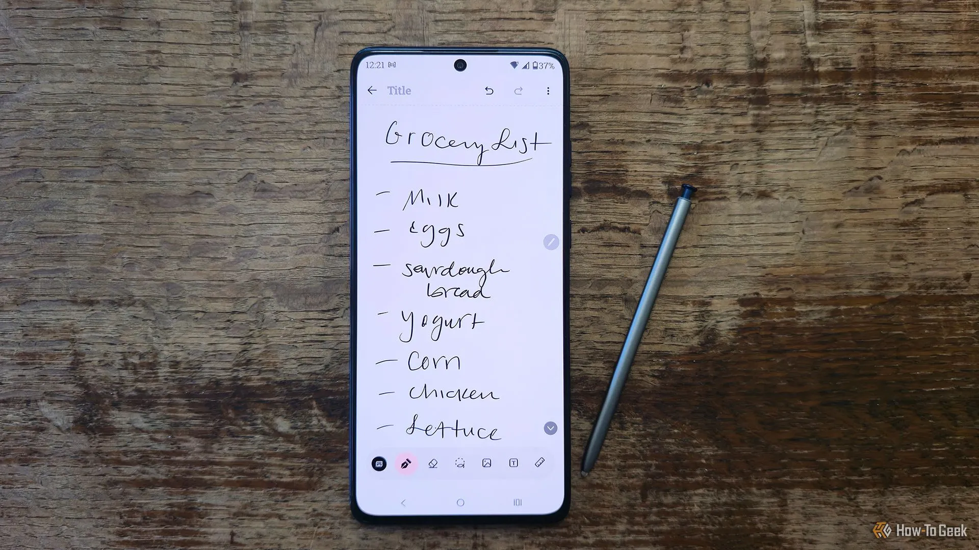 Ứng dụng Moto Note đang mở trên Motorola Moto G Stylus (2025), minh họa khả năng ghi chú nhanh chóng và mượt mà của bút cảm ứng.