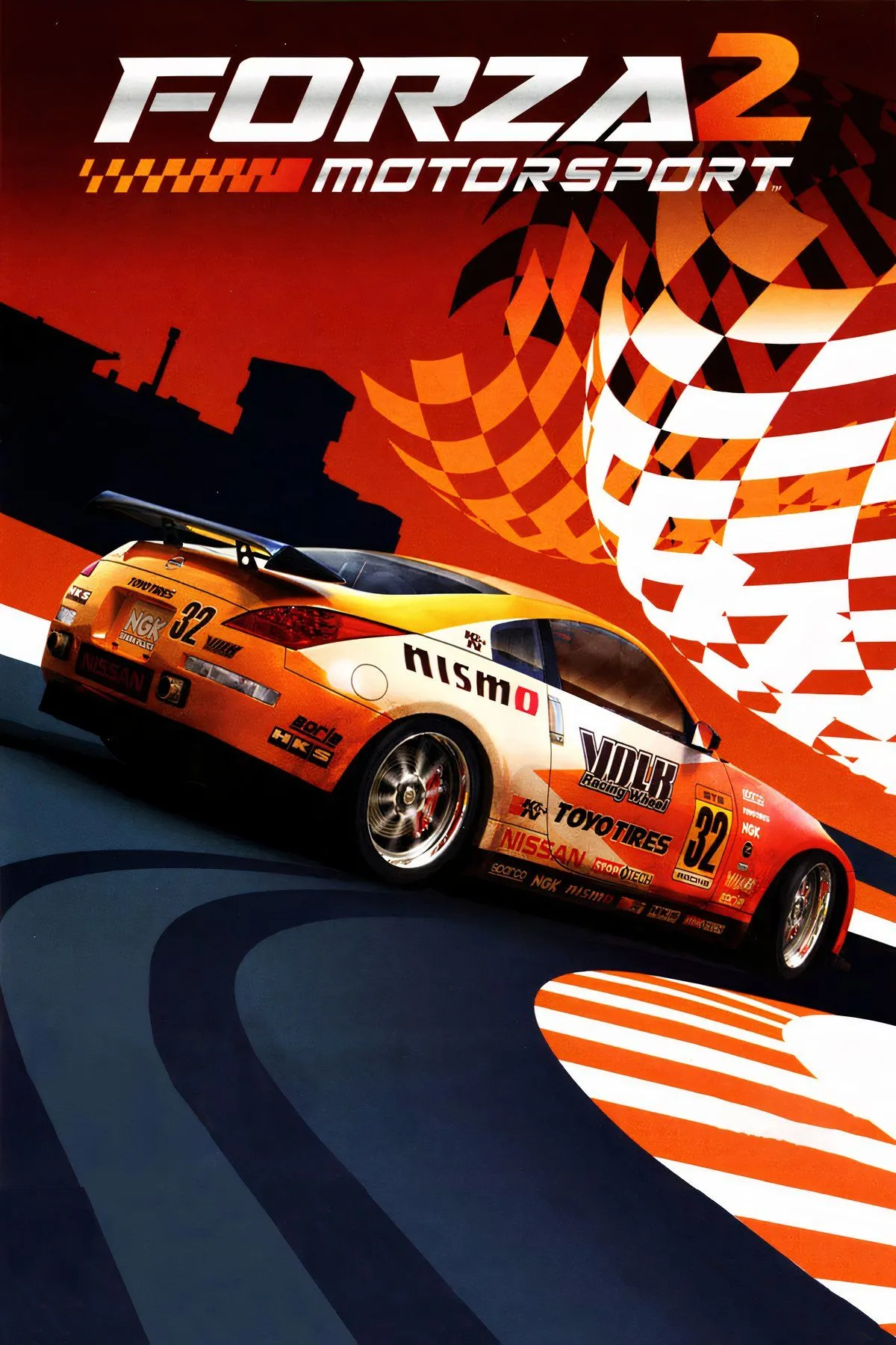 Ảnh bìa game Forza Motorsport 2 với xe đua thể thao trên đường
