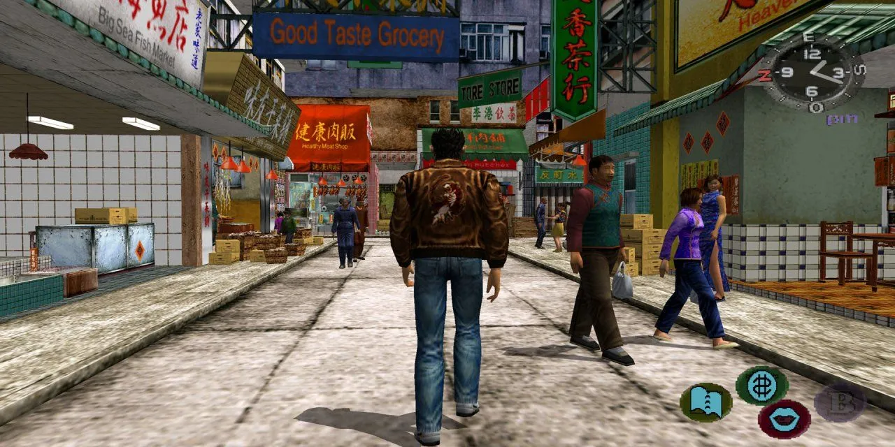 Cảnh trong game Shenmue, minh họa một tựa game kinh điển đã đẩy giới hạn phần cứng và trải nghiệm đồ họa của thế hệ console thứ sáu.