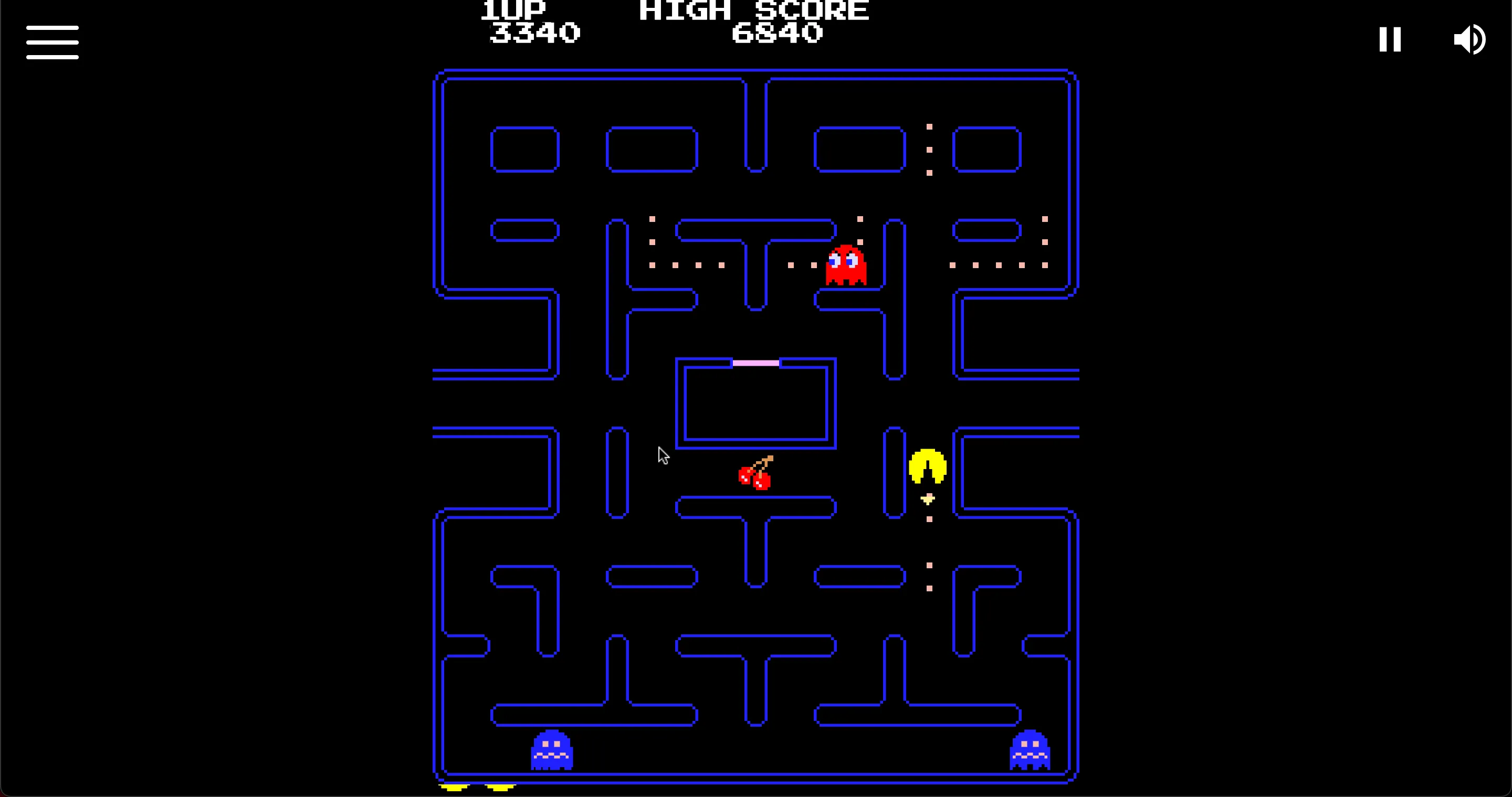Game Pac-Man đang chạy trên Free Video Games Project, tái hiện ký ức game thùng