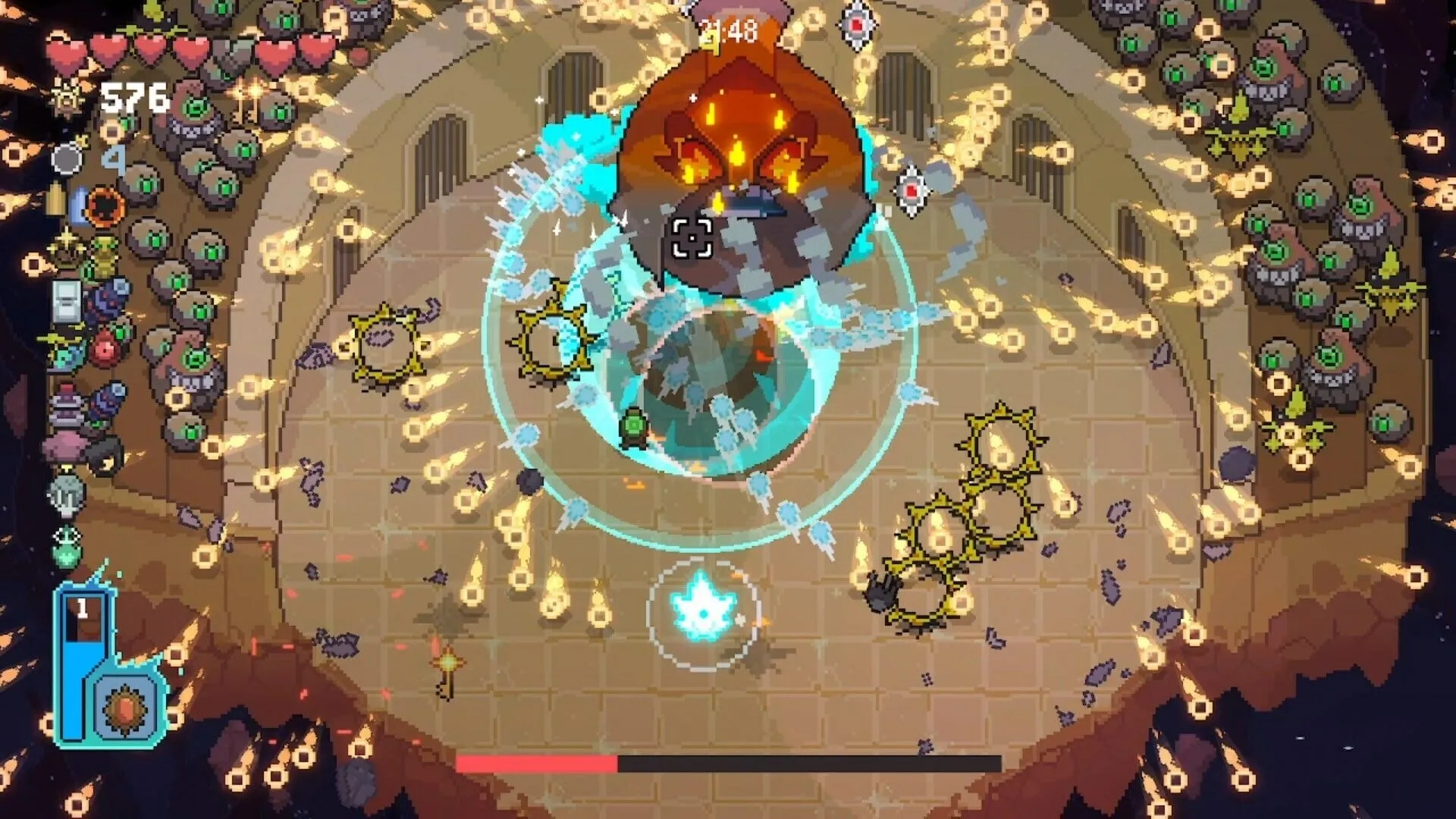 Gameplay game bullet hell roguelike Asterogues trên Steam