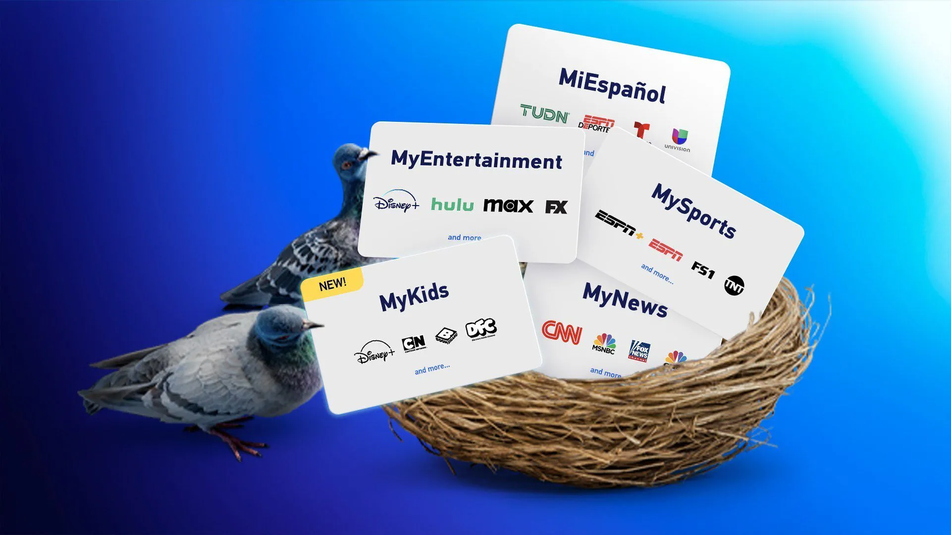 Giao diện quảng cáo gói kênh DirecTV MyKids với các nhân vật hoạt hình