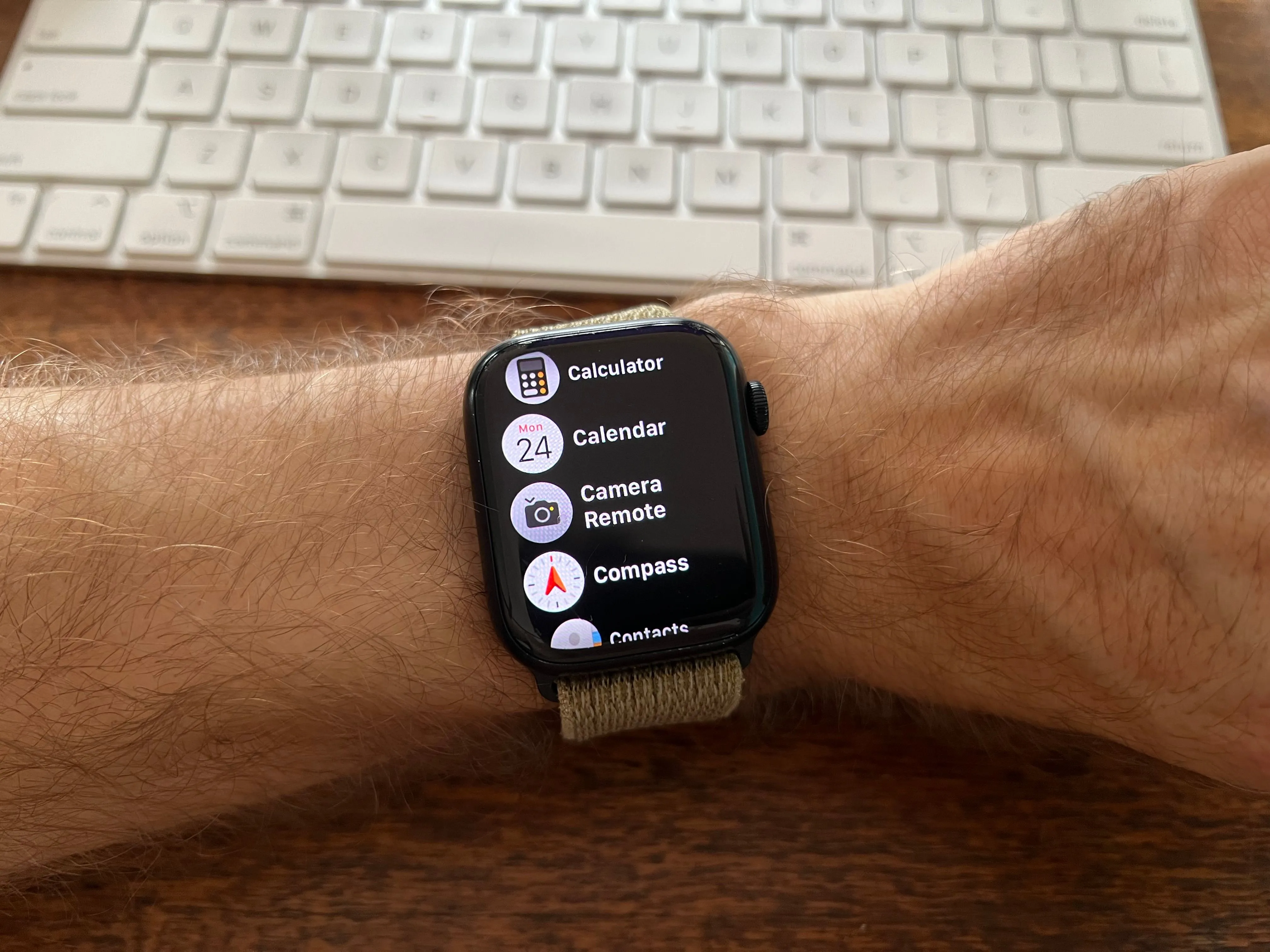 Giao diện ứng dụng Camera Remote trên Apple Watch Series 8, giúp điều khiển camera iPhone từ xa