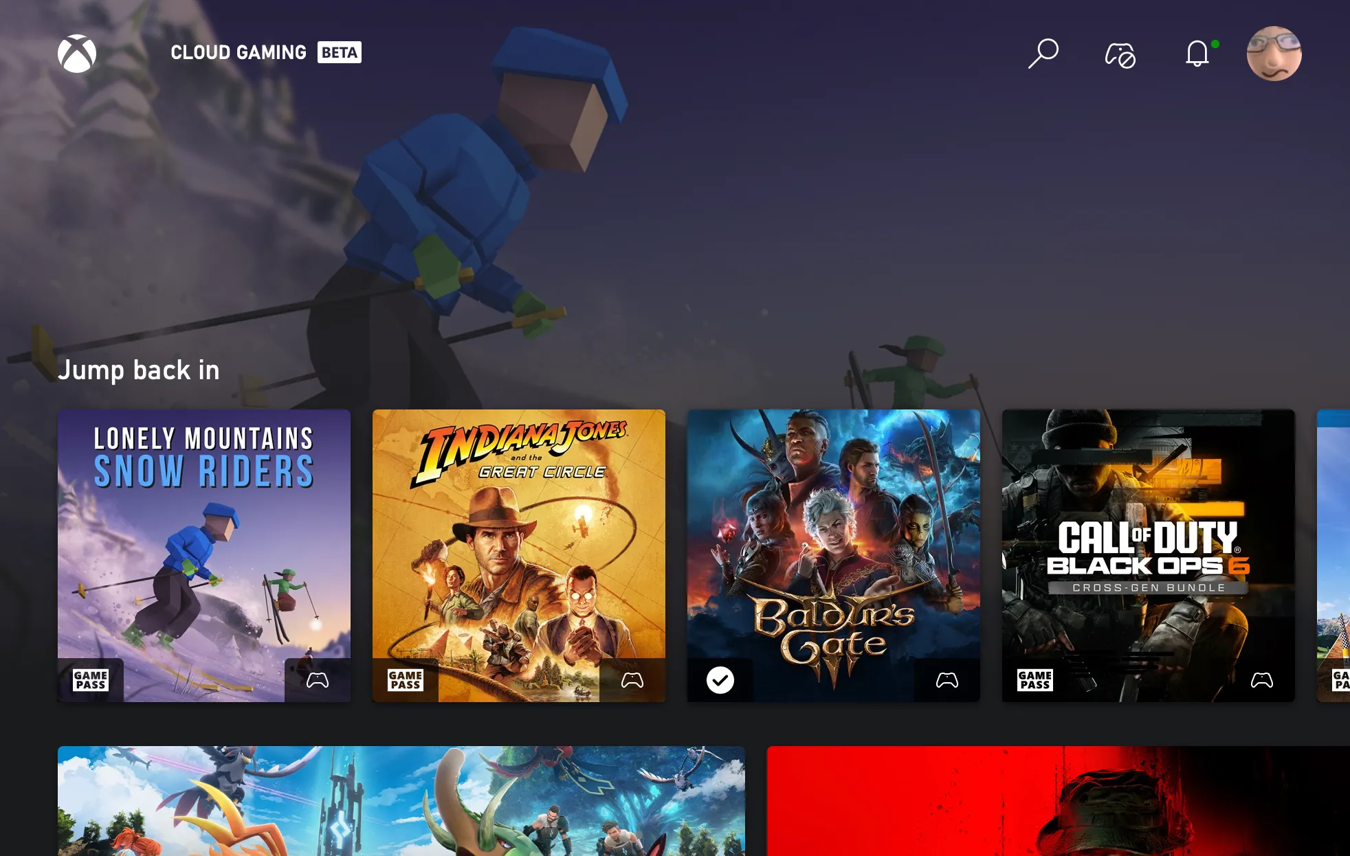 Giao diện Xbox Cloud Gaming trong trình duyệt Safari trên Mac