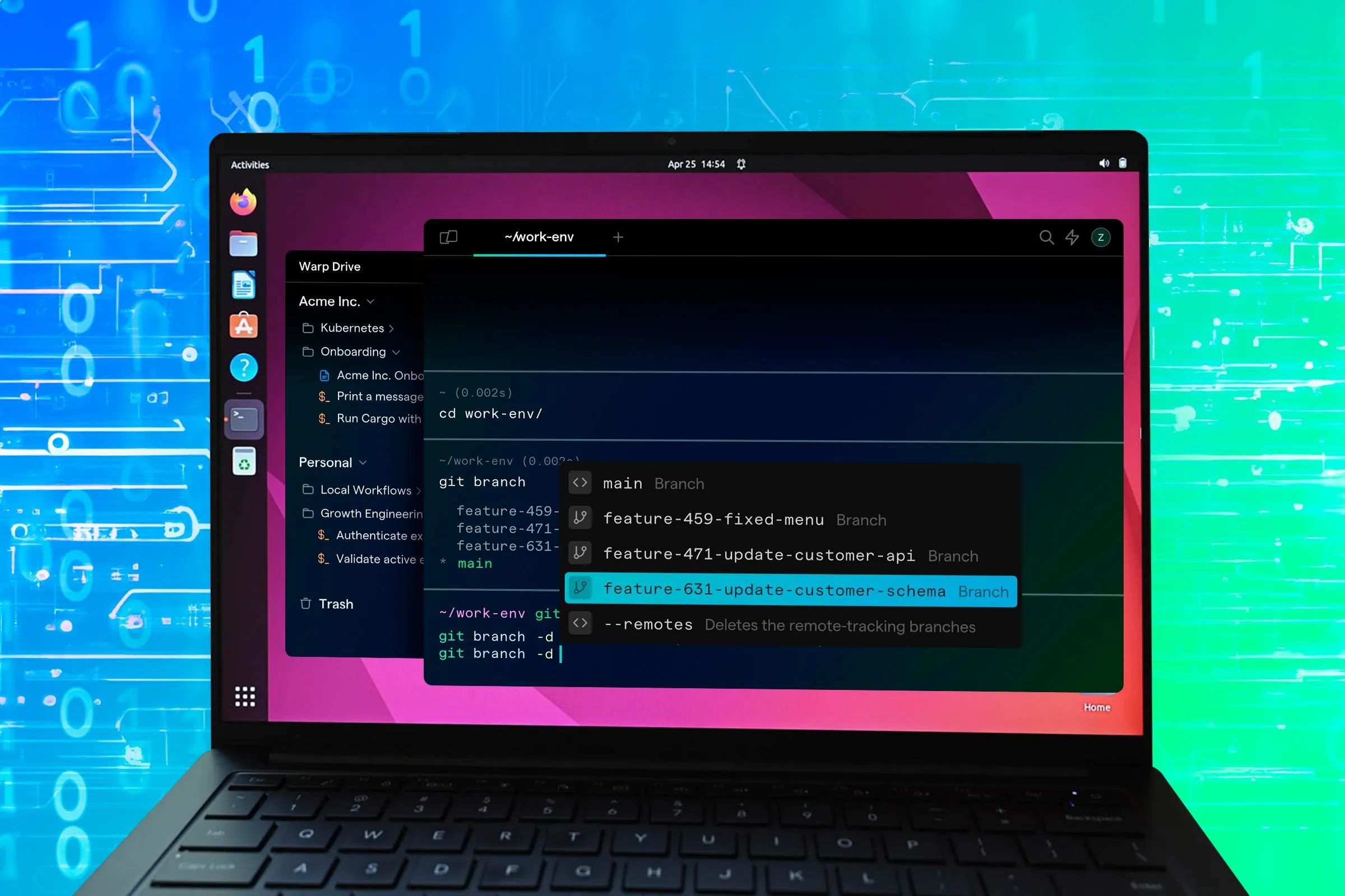 Màn hình Ubuntu với giao diện terminal đang mở, minh họa khả năng tùy biến sâu