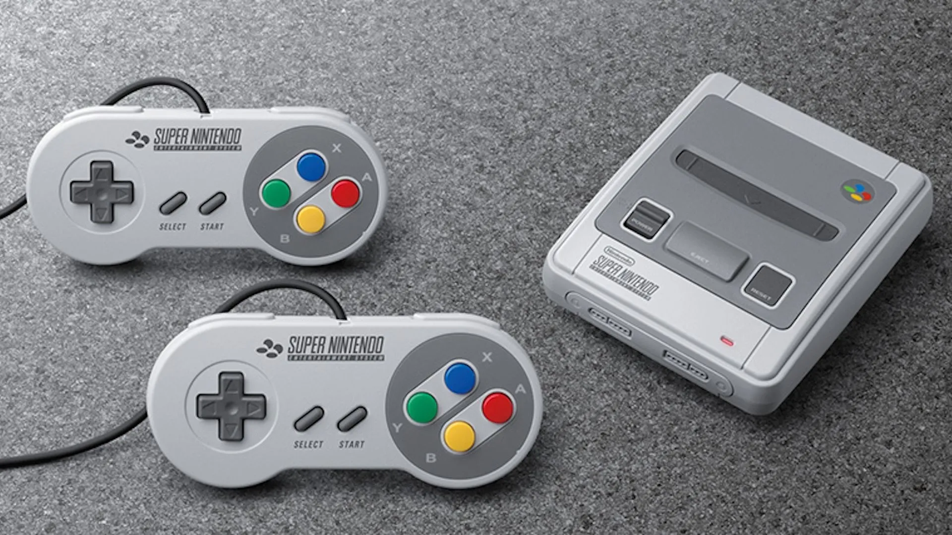 Máy console SNES Classic Edition cùng hai tay cầm cổ điển