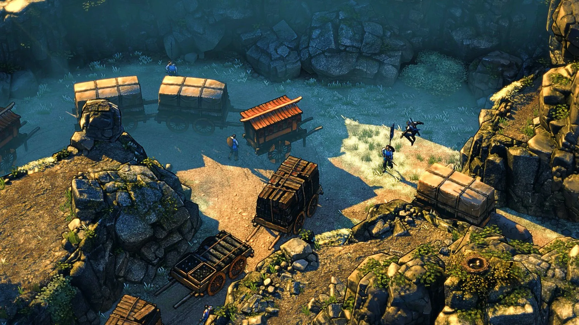 Người chơi Shadow Tactics Blades of the Shogun đi bộ về phía kẻ thù