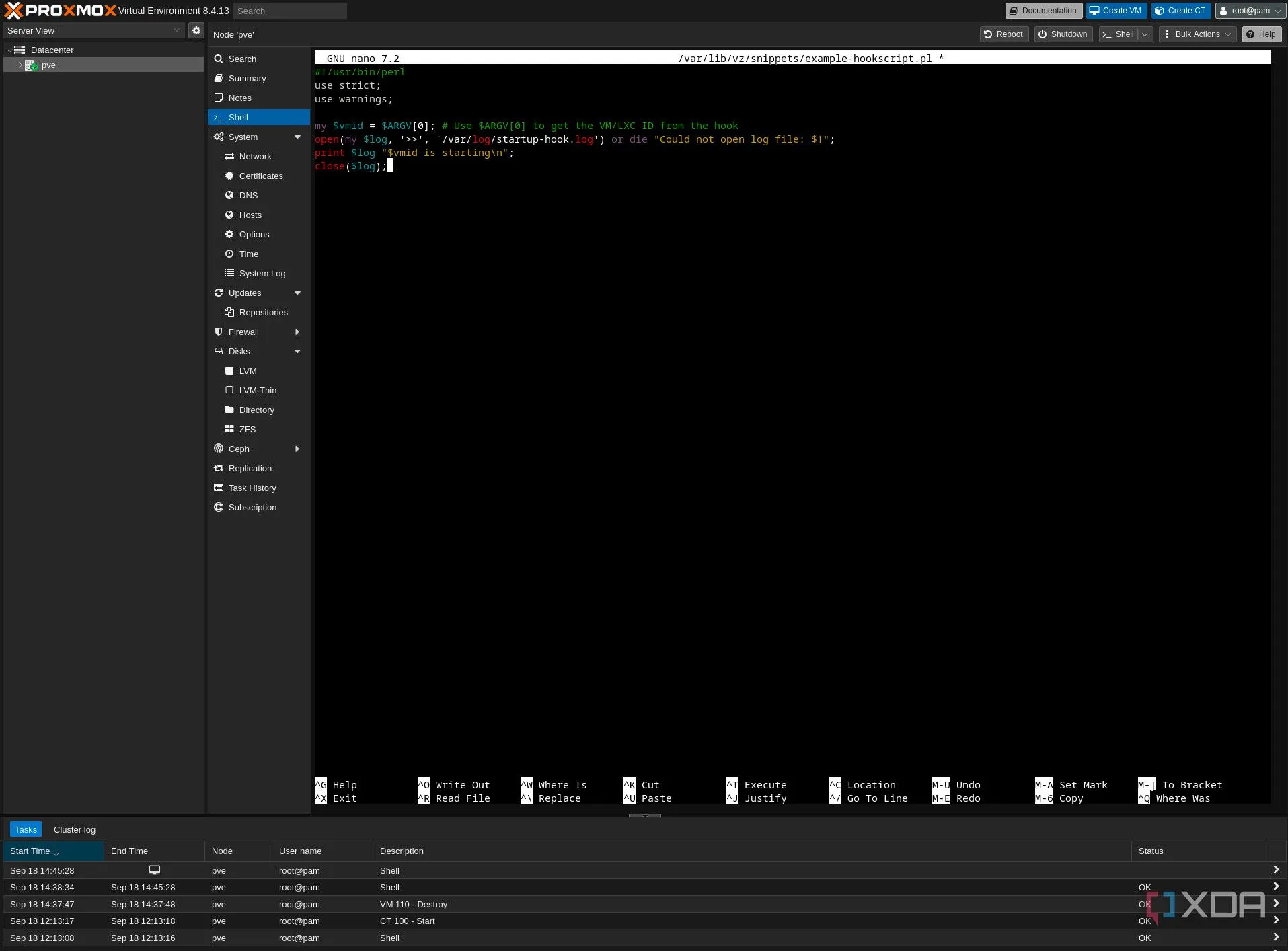 Ví dụ script hook Proxmox