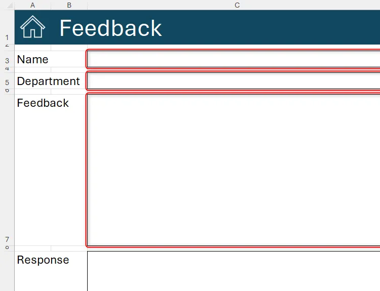 Ba ô trong Excel được tô sáng để minh họa các ô cần khóa