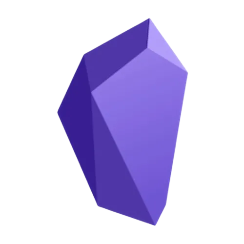 Biểu tượng (logo) của ứng dụng ghi chú và quản lý tri thức Obsidian.