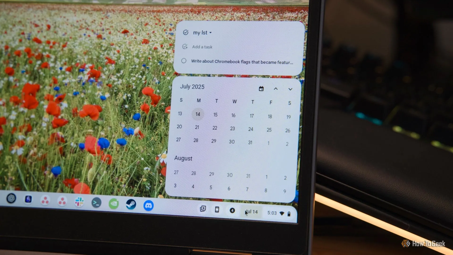 Chế độ xem lịch và tác vụ tiện lợi tích hợp trong khay hệ thống ChromeOS giúp quản lý thời gian hiệu quả.