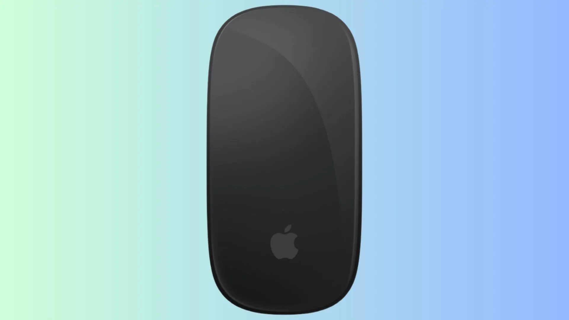 Chuột Apple Magic Mouse màu trắng với bề mặt cảm ứng đa điểm nổi bật trên nền chuyển sắc