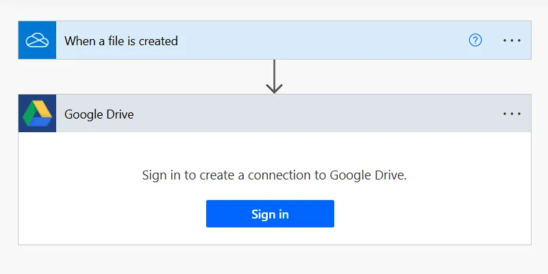 Đăng nhập tài khoản Google để kết nối Google Drive với action trong Power Automate