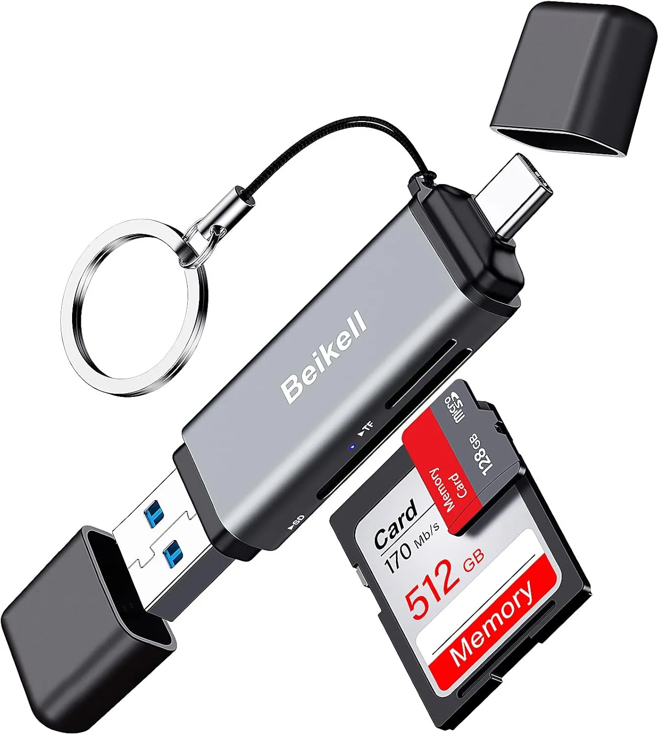 Đầu đọc thẻ Beikell nhỏ gọn, hỗ trợ thẻ SD và microSD, dễ dàng mang theo bên mình.