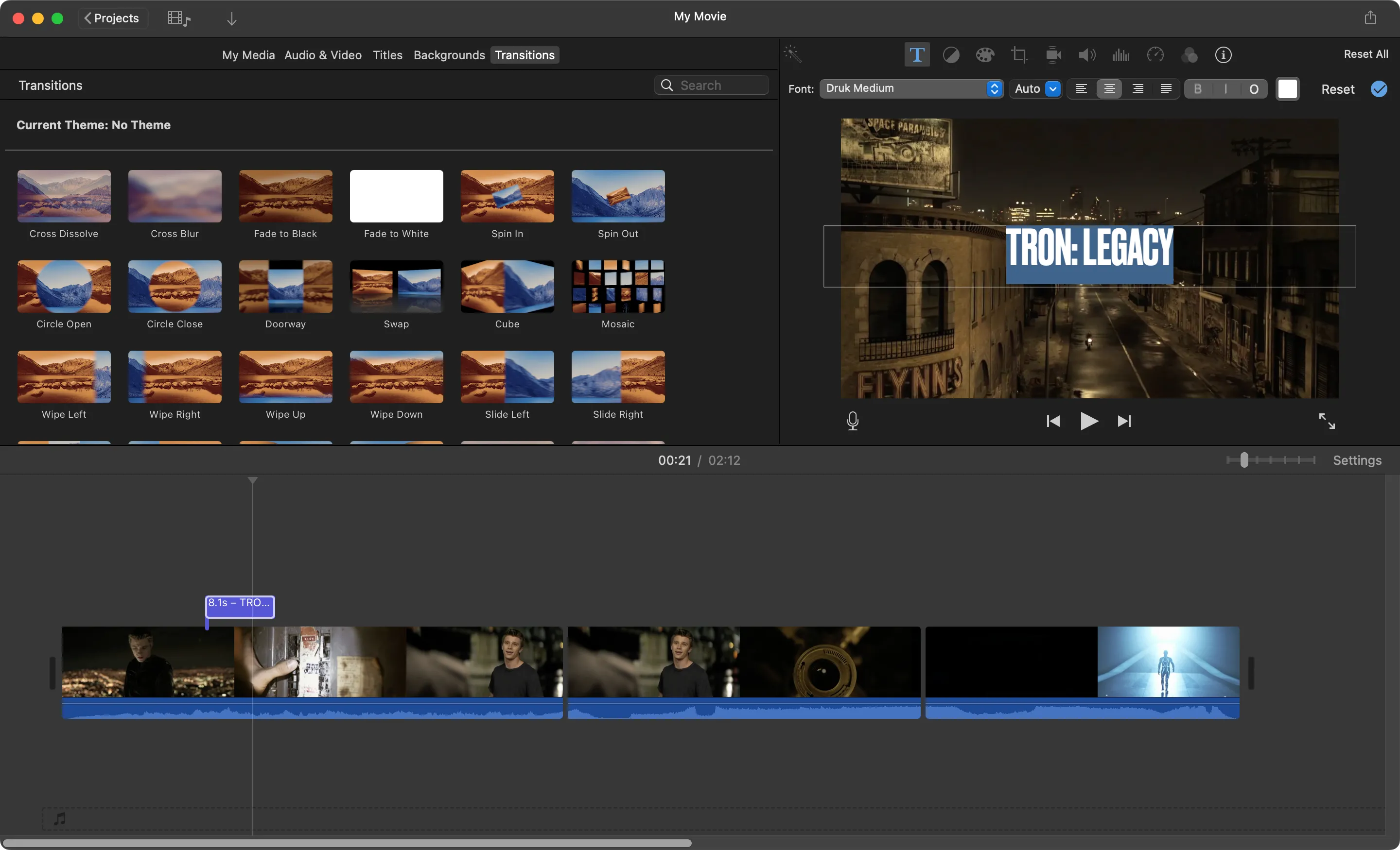 Giao diện chỉnh sửa dự án trong iMovie, hiển thị các công cụ và timeline video hiện tại