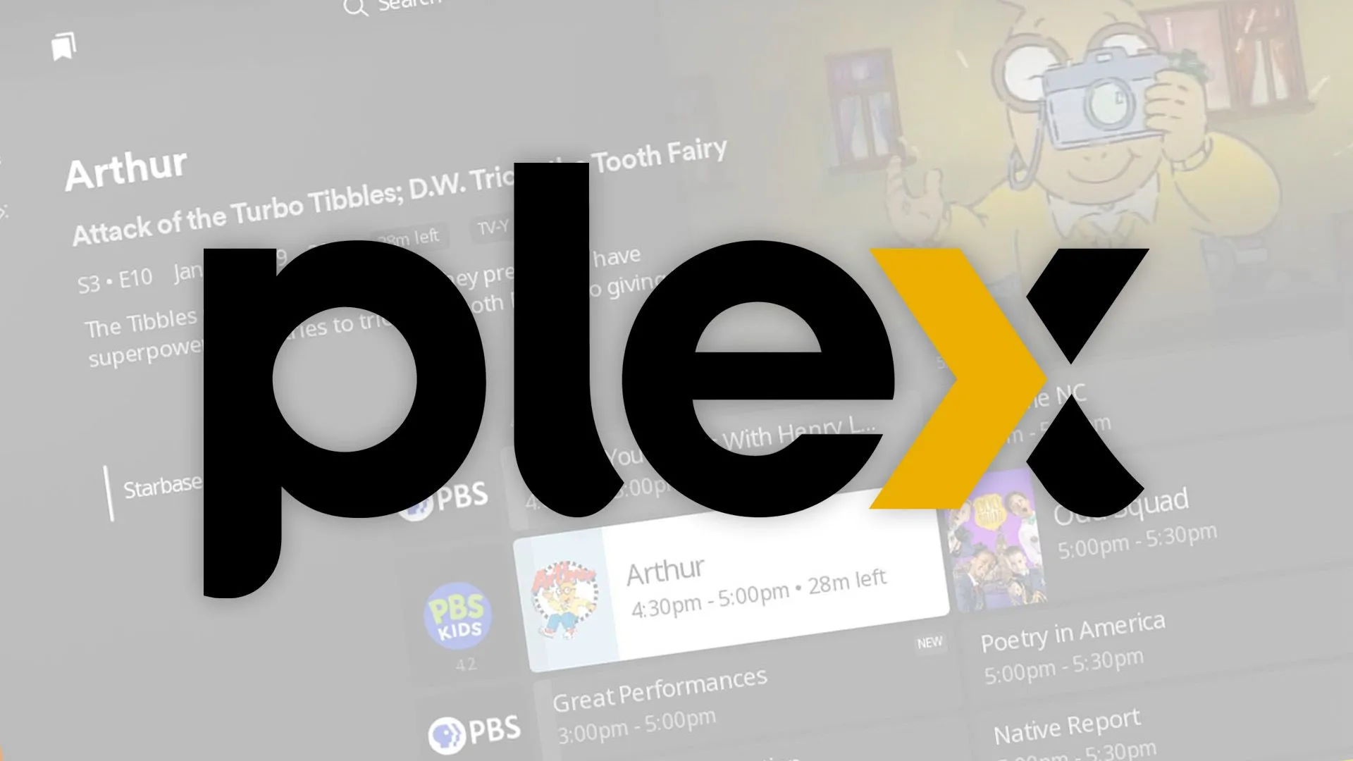Logo Plex kết hợp với biểu tượng Live TV, đại diện cho trung tâm giải trí đa phương tiện