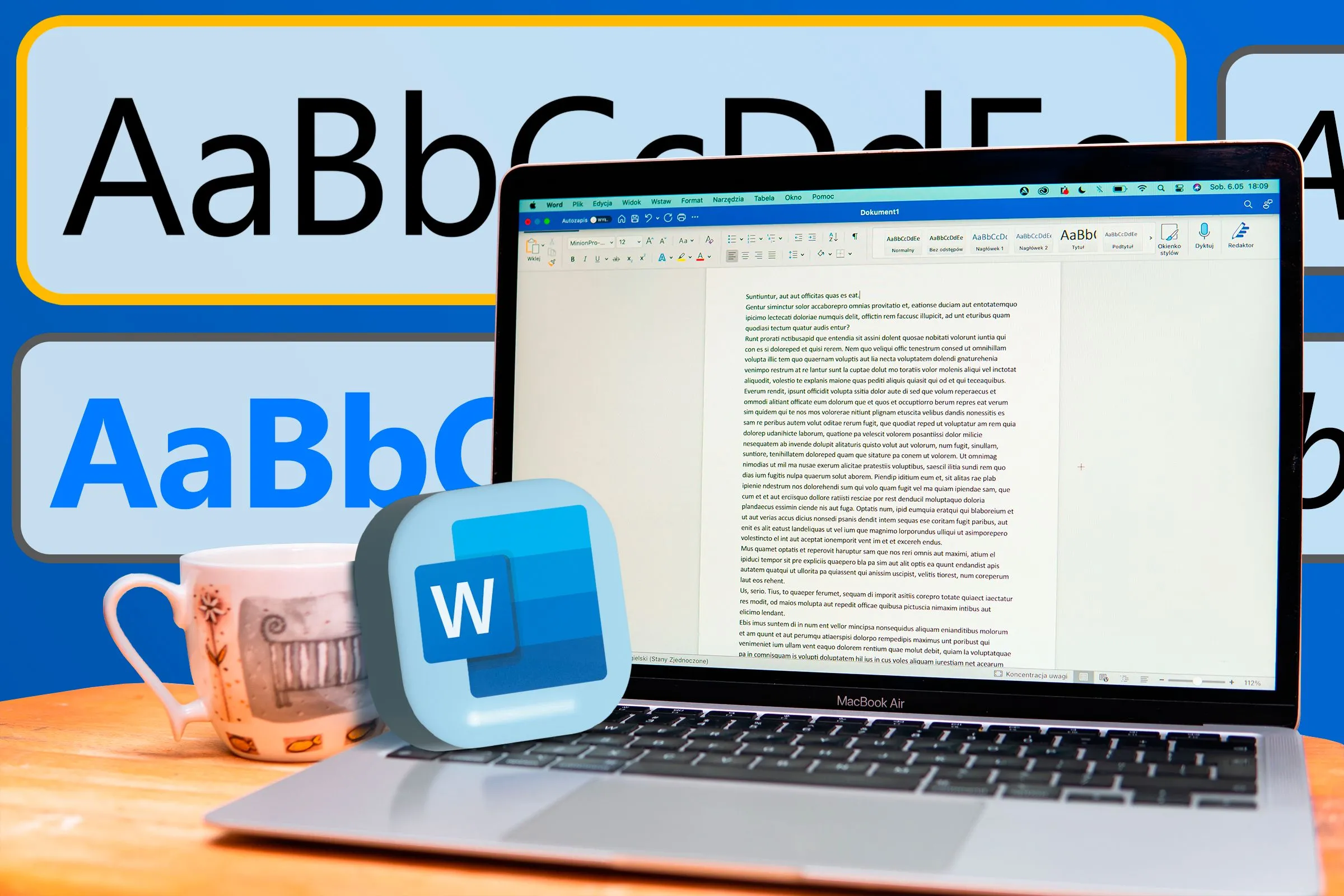 Màn hình laptop hiển thị Microsoft Word với các tùy chọn Style