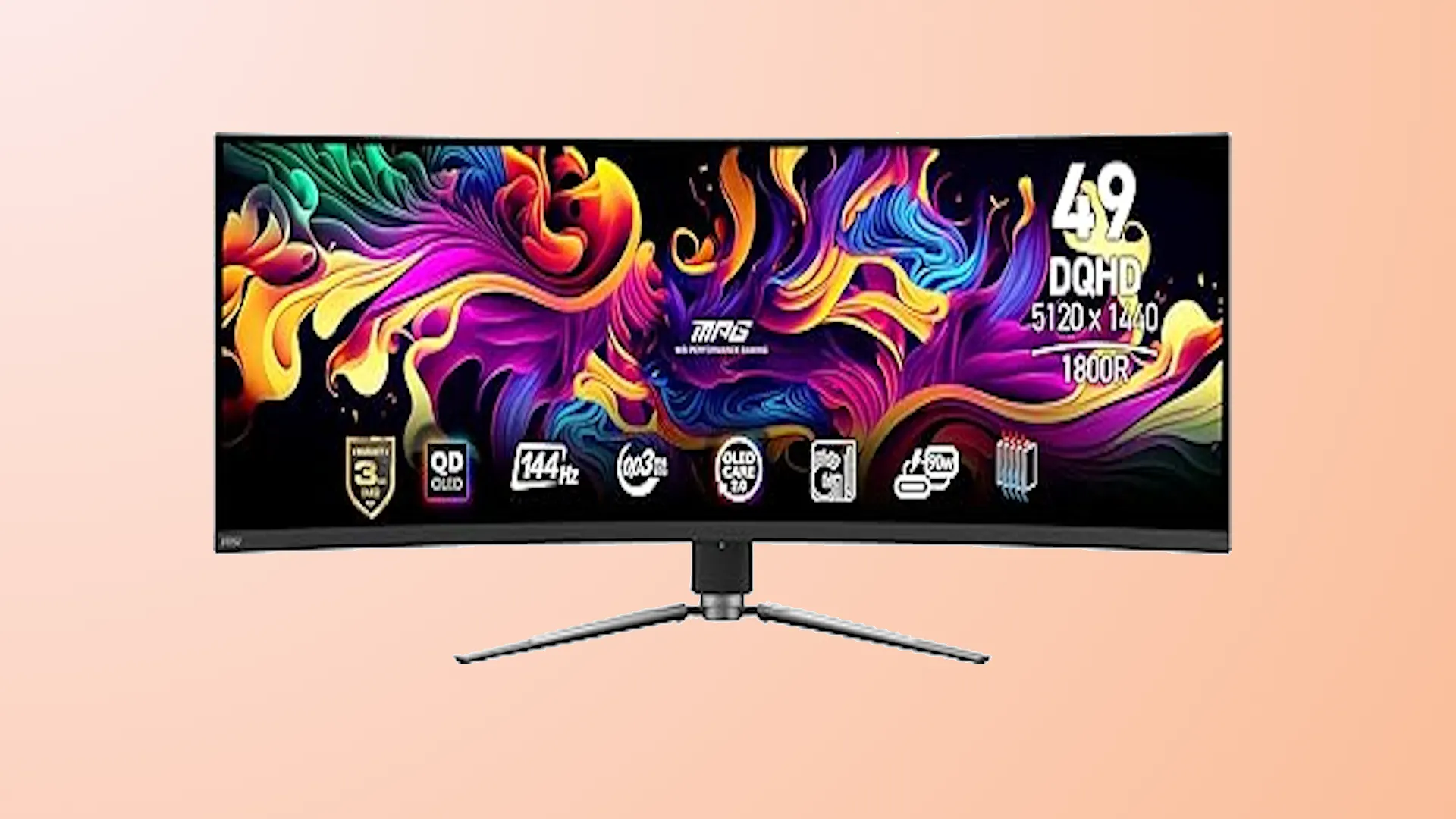 Màn hình MSI MPG 491CQP 49 inch cong 1800R với logo MSI phát sáng
