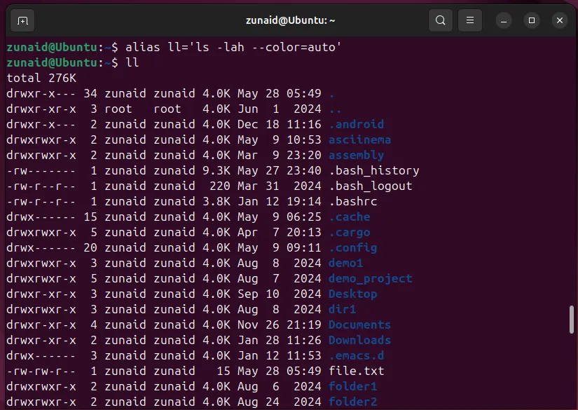 Minh họa cách tạo và sử dụng alias để tạo phím tắt lệnh phức tạp trên Linux terminal.