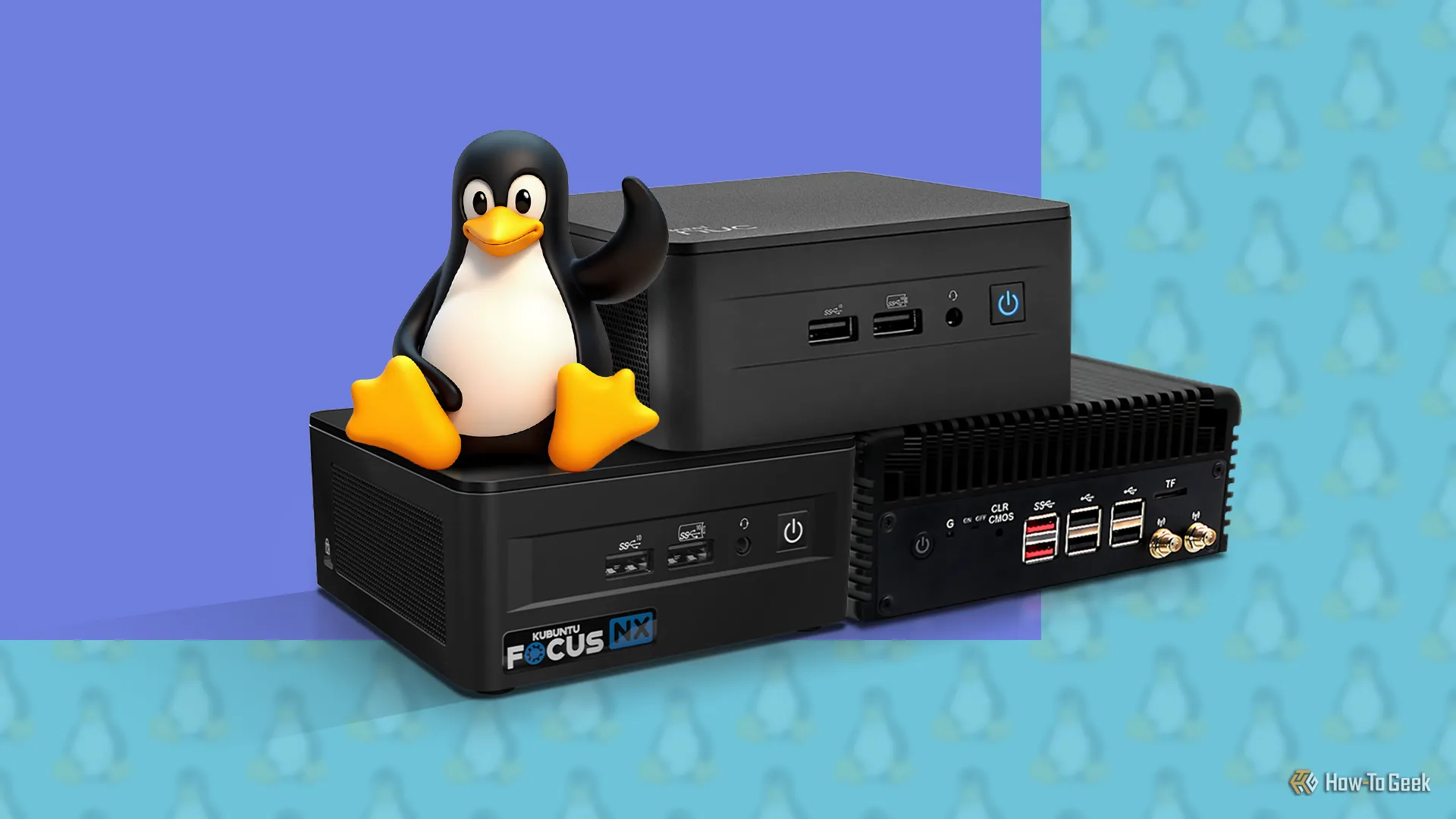 Một số máy tính mini PC chạy Linux được đặt cạnh nhau