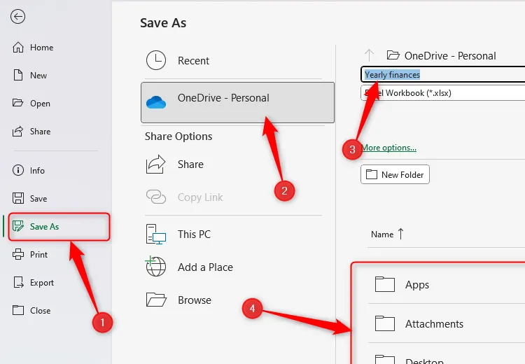 Một tệp Excel đang được lưu trong thư mục OneDrive
