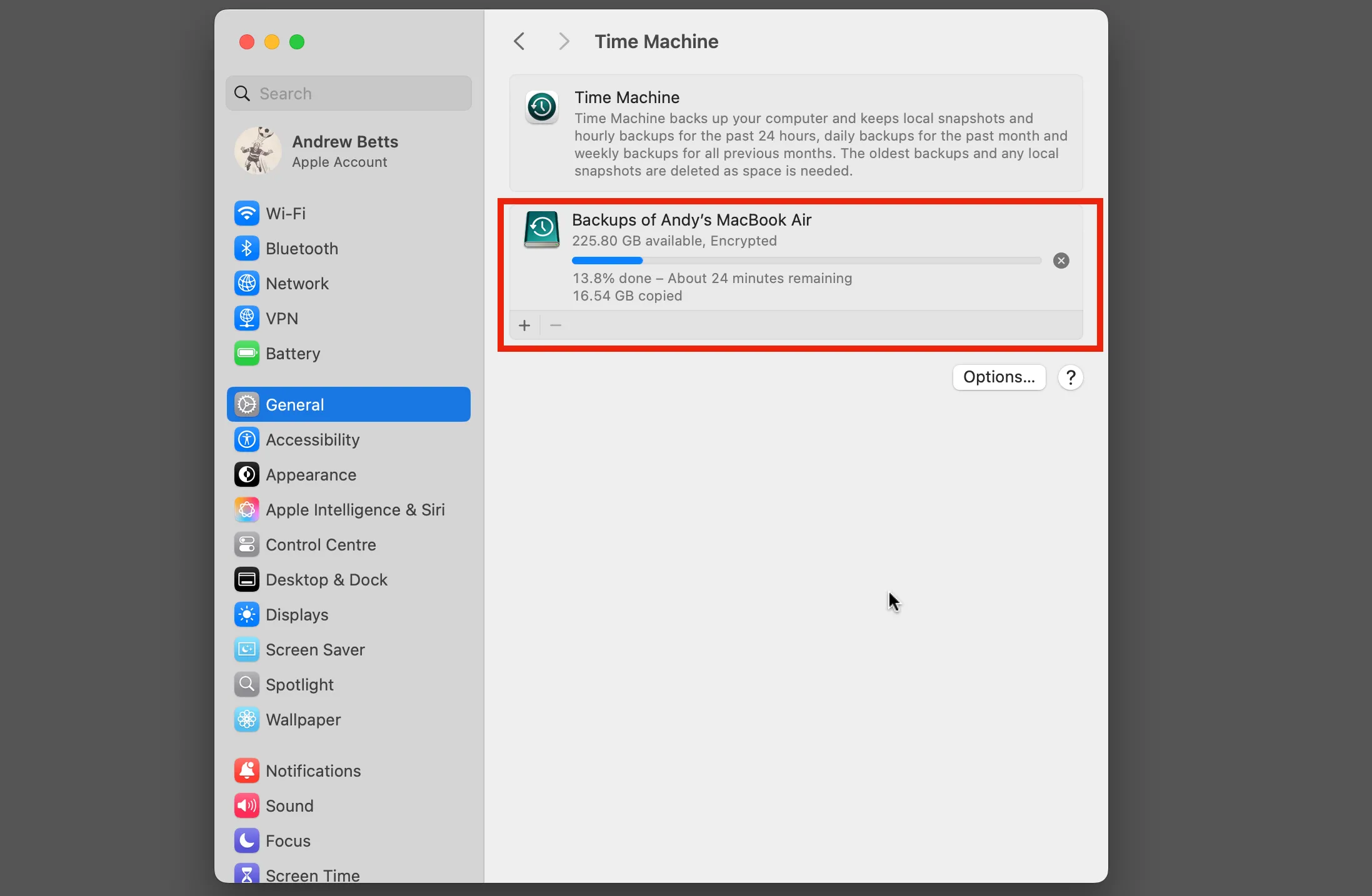 Quá trình sao lưu dữ liệu bằng Time Machine trên Mac