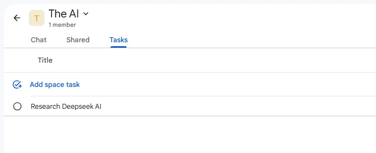 Tab Tasks trong Google Chat Spaces