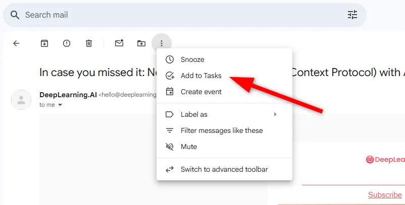 Thêm email vào Google Tasks từ Gmail